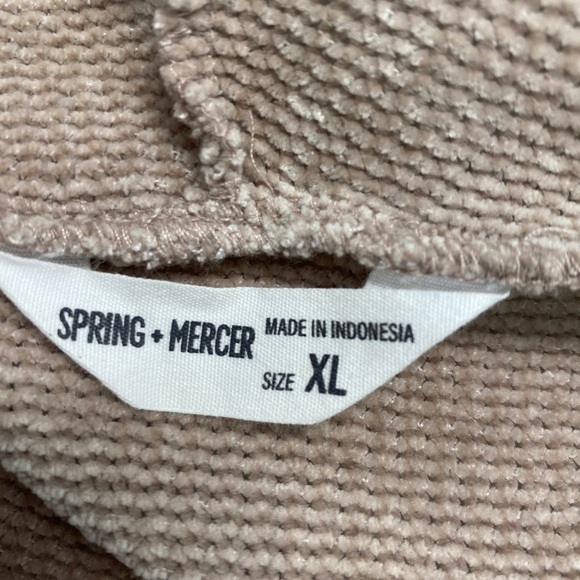 Spring & Mercer XL Pullover Chenille cowl neck light Rose Front Pocket - Picture 3 of 16